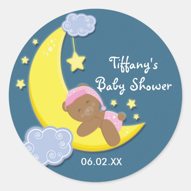 Calcomanía para niñas para baby shower de Osito, L (Anverso)