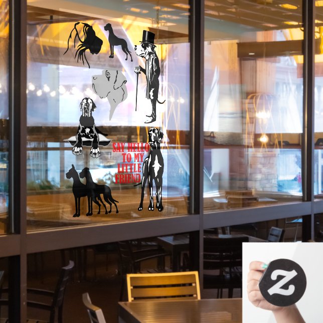 calcomanía para ventana de Gran Danés 7 (ventana del restaurante)