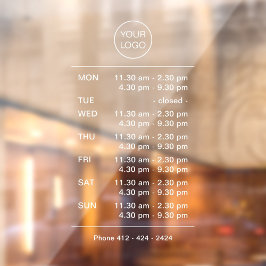 Calcomanía para ventana frontal de tienda con hora