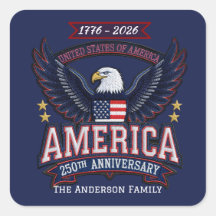 Calcomanía patriótica personalizada del 250 aniver