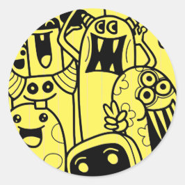 Calcomanía personalizable AMARILLA MONSTRUO FELIZ