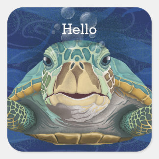 Calcomanía personalizable de Hello Turtle
