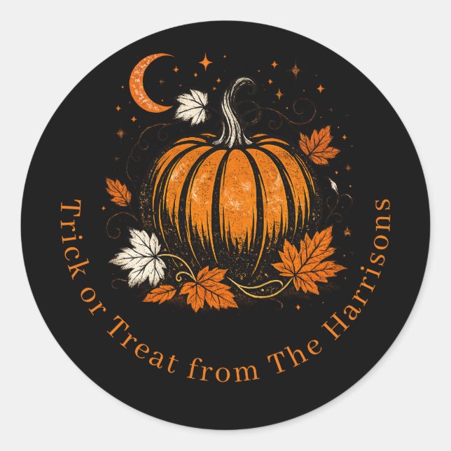 Calcomanía personalizada de calabaza de Halloween  (Anverso)
