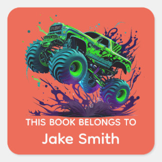 Calcomanía personalizada de camión monstruo verde