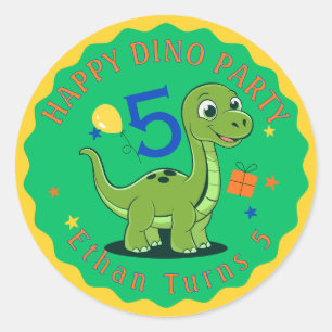Calcomanía Personalizada de Cumpleaños de Dinosaur