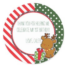Calcomanía personalizada de cumpleaños navideño Re