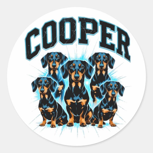Calcomanía personalizada de Dachshund Cooper estil (Anverso)