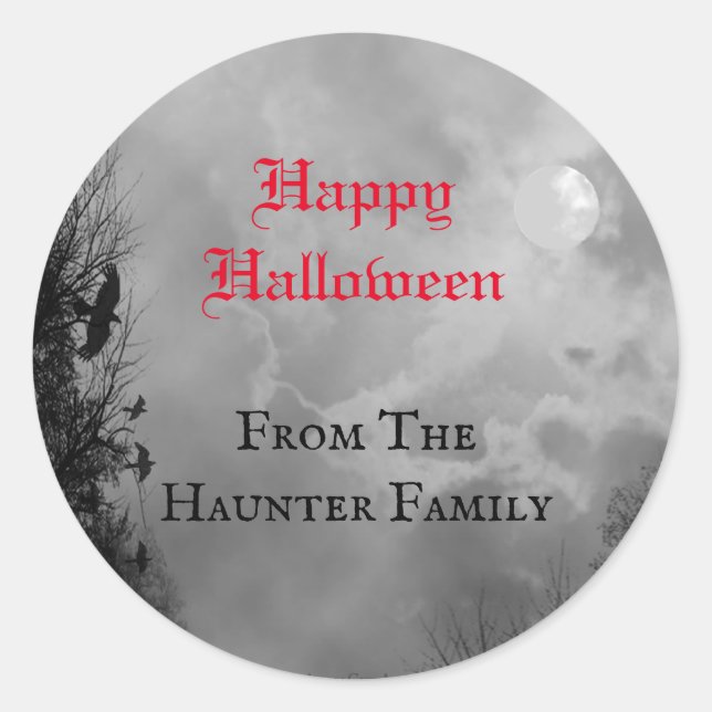 Calcomanía personalizada de Feliz Halloween con lu (Anverso)