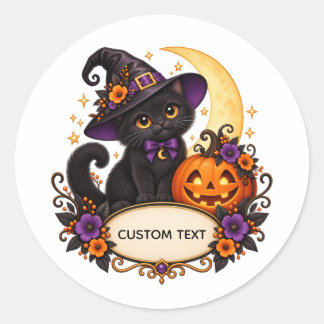 Calcomanía personalizada de gato negro de Hallowee