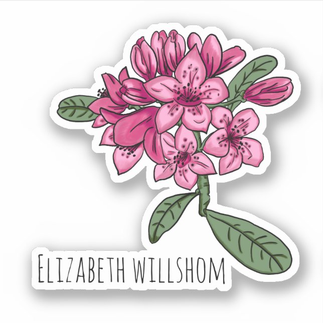 Calcomanía personalizada de nombre de Rhododendron (Anverso)