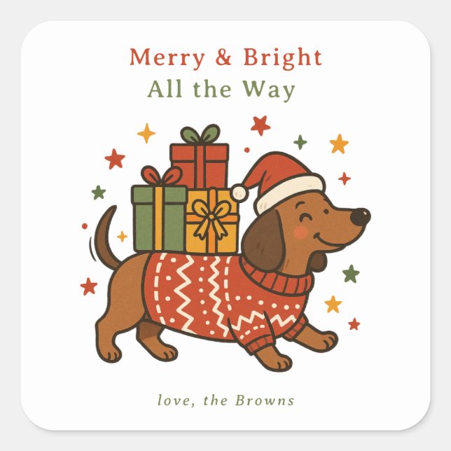 Calcomanía personalizada de perro Dachshund lindo  (Anverso)