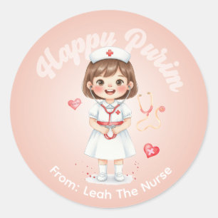 Calcomanía Personalizada de Purim – Tema de Enferm