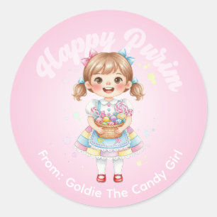 Calcomanía personalizada de Purim - Tema de niña g