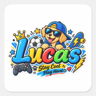 Calcomanía personalizada Lucas Stay Cool Cute Pupp