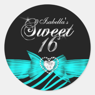 Calcomanía personalizada Sweet 16 Sixteen Aqua Bla
