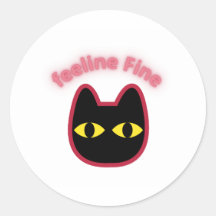 Calcomanía recortada de gato neon sintiéndose bien