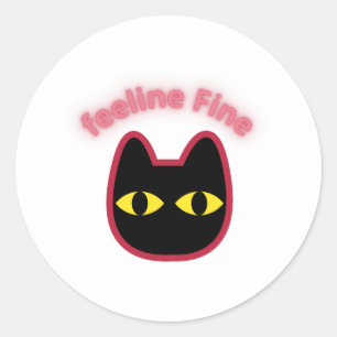 Calcomanía recortada de gato neon sintiéndose bien