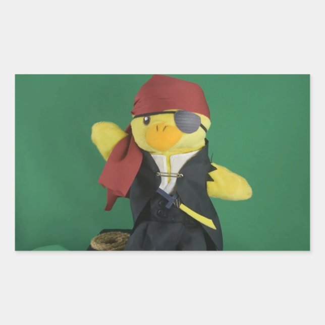Calcomanía rectangular de Danny Duck el pirata (Anverso)