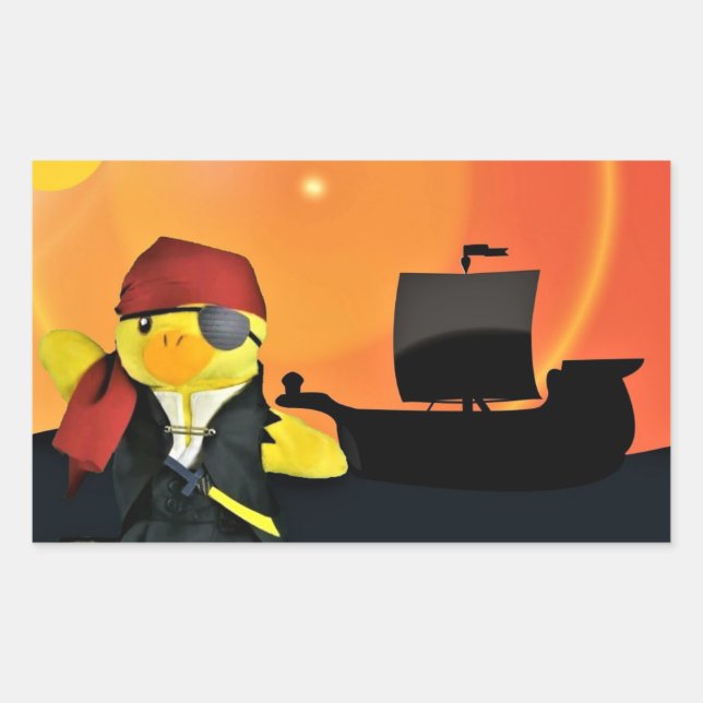 Calcomanía rectangular de Danny Duck el pirata (Anverso)