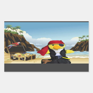 Calcomanía rectangular del pirata Danny Duck