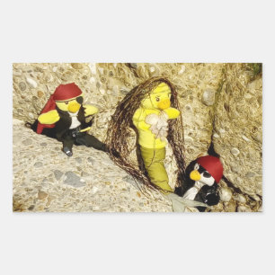 Calcomanía rectangular del pirata Danny Duck