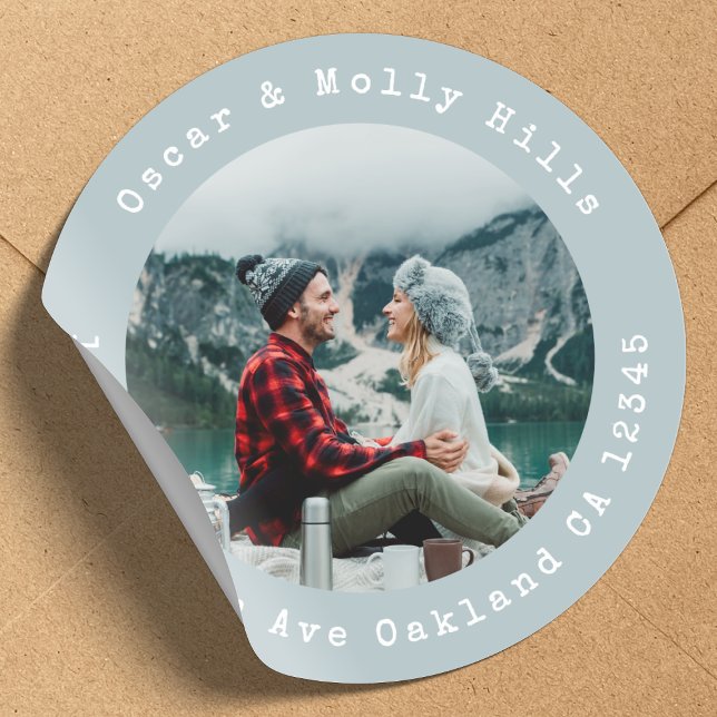 Calcomanía redonda clásica con dirección de devolu (Subido por el creador)