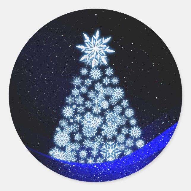 Calcomanía redonda clásica de árbol de Navidad cop (Anverso)