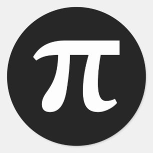 Calcomanía redonda clásica de escritura blanca π P