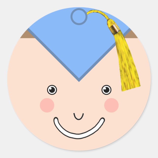 Calcomanía redonda clásica de graduación creativa (Anverso)