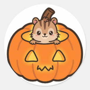 Calcomanía redonda clásica de Halloween de ardilla