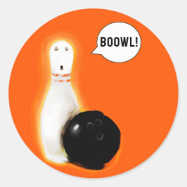 Calcomanía redonda clásica de humor de bolos de Ha