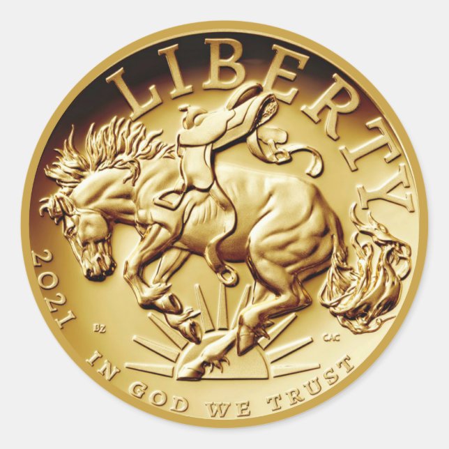 Calcomanía redonda clásica de la moneda del caball (Anverso)