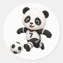 Calcomanía redonda clásica de panda de fútbol