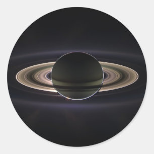 Calcomanía redonda clásica de Saturno resplandecie