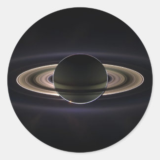 Calcomanía redonda clásica de Saturno resplandecie