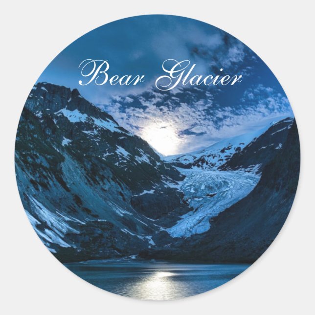 Calcomanía redonda clásica del glaciar Bear (Anverso)