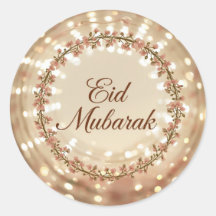 Calcomanía redonda clásica musulmana Eid Mubarak