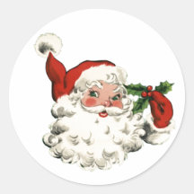 Calcomanía redonda clásica RETRO Papá Noel