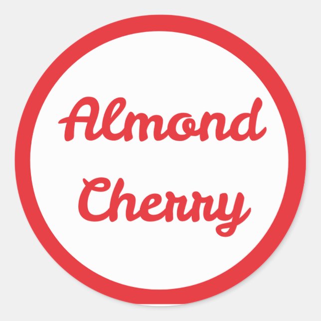 Calcomanía redonda con sabor a cereza y almendra R (Anverso)