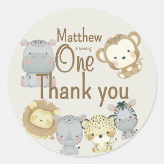 Calcomanía redonda de cumpleaños Boho Safari