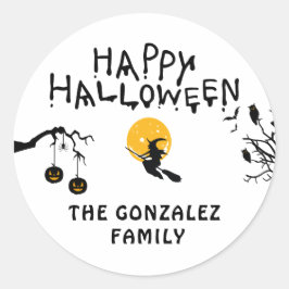 Calcomanía Redonda de Familia de Brujas de Hallowe