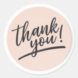 Calcomanía redonda de "Gracias" con letra moderna 