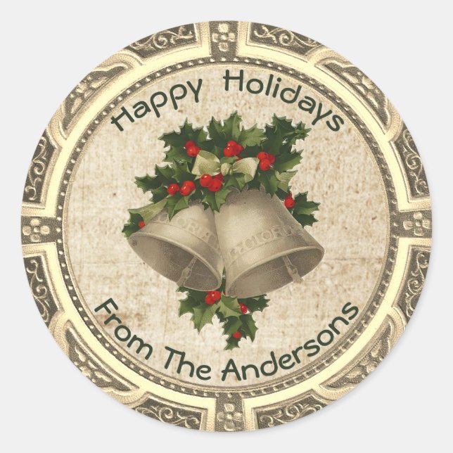 Calcomanía redonda de Jingle Bells clásico de Navi (Anverso)