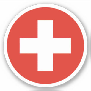 Calcomanía redonda de la bandera de Suiza