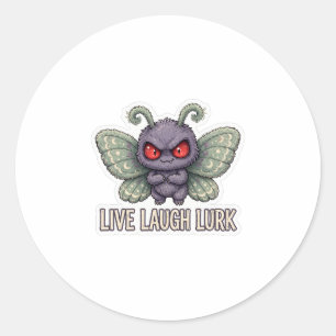 Calcomanía redonda de Mothman Vive Ríe Acecha Lind
