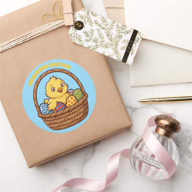 Calcomanía Redonda de Pollito de Pascua (Regalar)