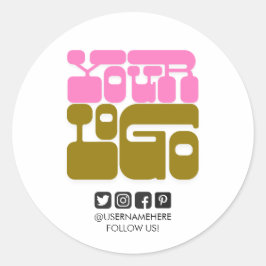 Calcomanía redonda de redes sociales con logotipo 