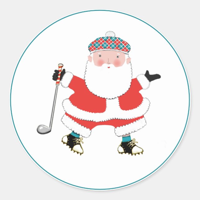 Calcomanía redonda del clásico de golf de Navidad (Anverso)