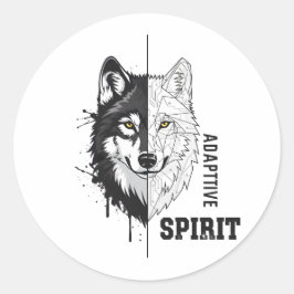 Calcomanía redonda del lobo del espíritu adaptativ