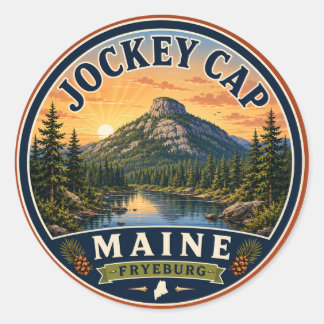 Calcomanía redonda Jockey Cap Fryeburg Maine